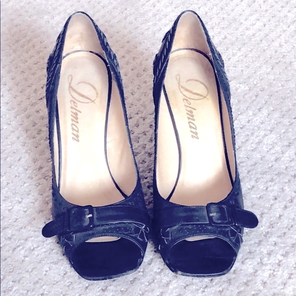 Delman navy heels